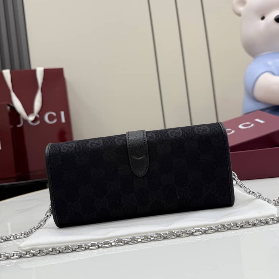 Gucci Jackie Canvas Wallet On Chain Black 867165_1_157281 Gucci Jackie Canvas Wallet On Chain Black 867165
