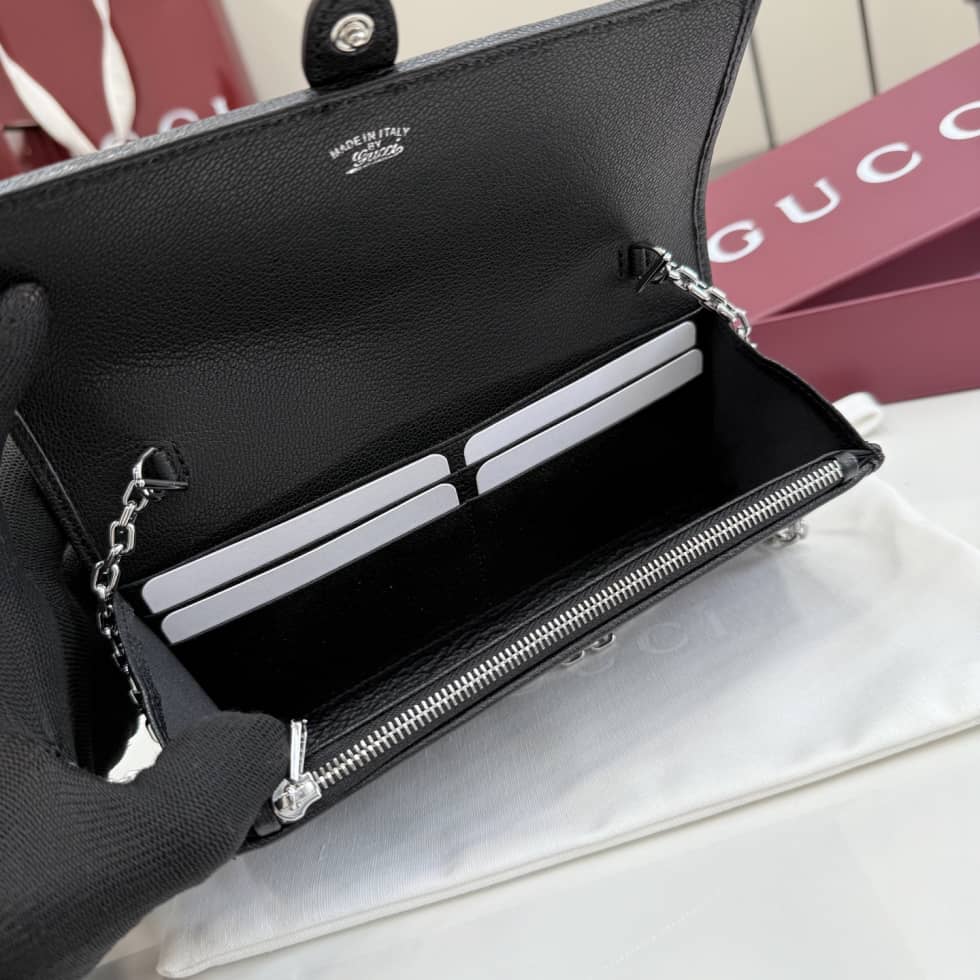 Gucci Jackie Canvas Wallet On Chain Black 867165_8_157281 Gucci Jackie Canvas Wallet On Chain Black 867165