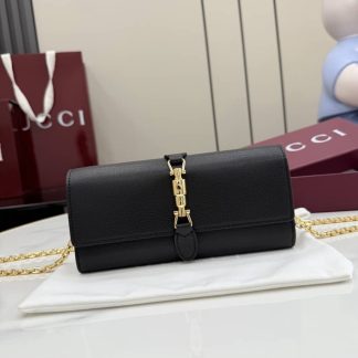 Gucci Jackie Leather Black Wallet on Chain 867165