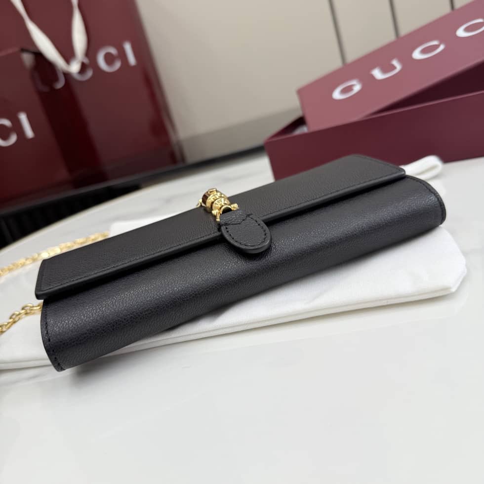 Gucci Jackie Leather Black Wallet on Chain 867165_3_157291 Gucci Jackie Leather Black Wallet on Chain 867165