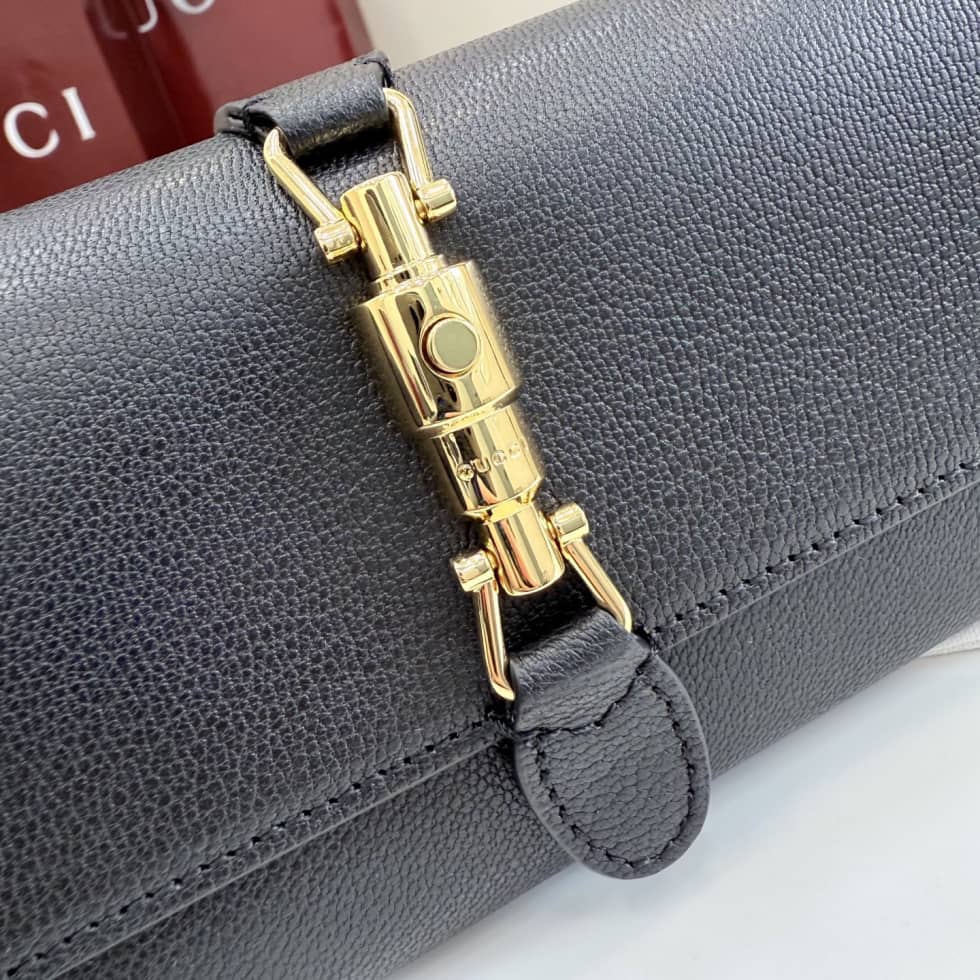 Gucci Jackie Leather Black Wallet on Chain 867165_4_157291 Gucci Jackie Leather Black Wallet on Chain 867165