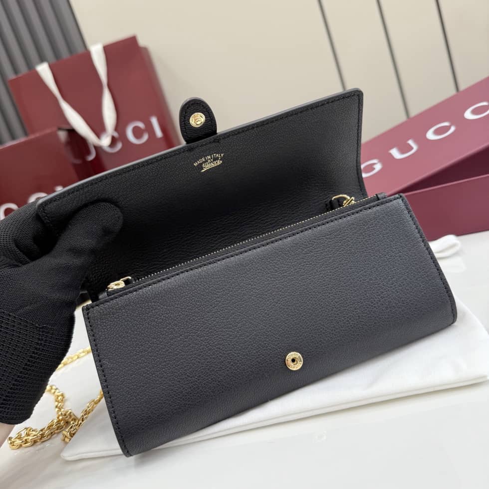 Gucci Jackie Leather Black Wallet on Chain 867165_6_157291 Gucci Jackie Leather Black Wallet on Chain 867165