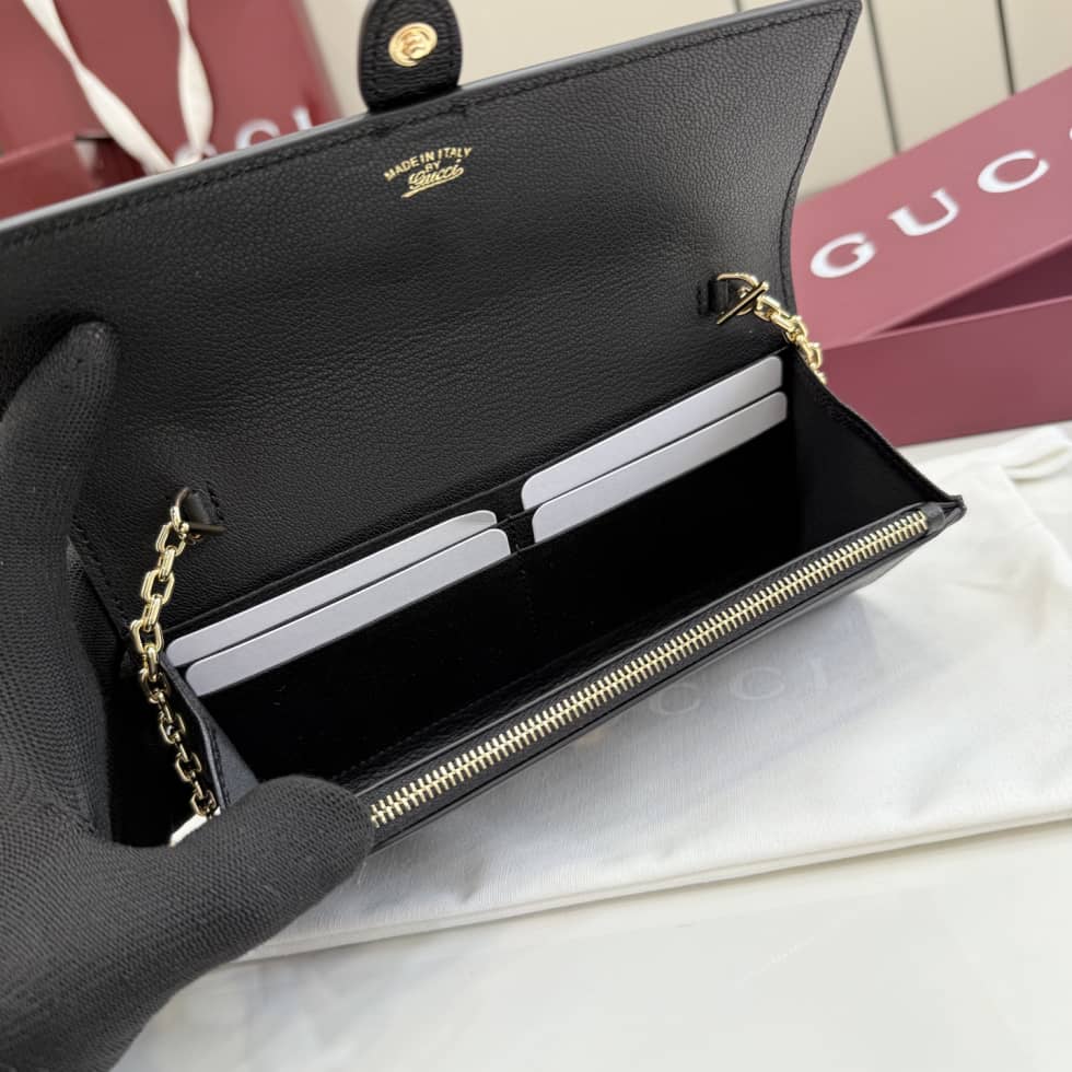 Gucci Jackie Leather Black Wallet on Chain 867165_8_157291 Gucci Jackie Leather Black Wallet on Chain 867165