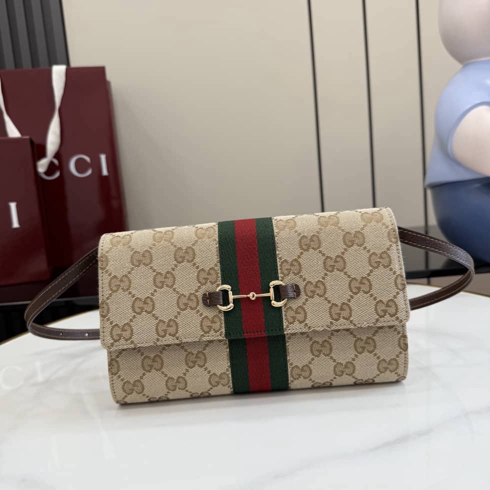 Gucci Horsebit Web Beige Wallet with Strap 867120_10_157321 Gucci Horsebit Web Beige Wallet with Strap 867120