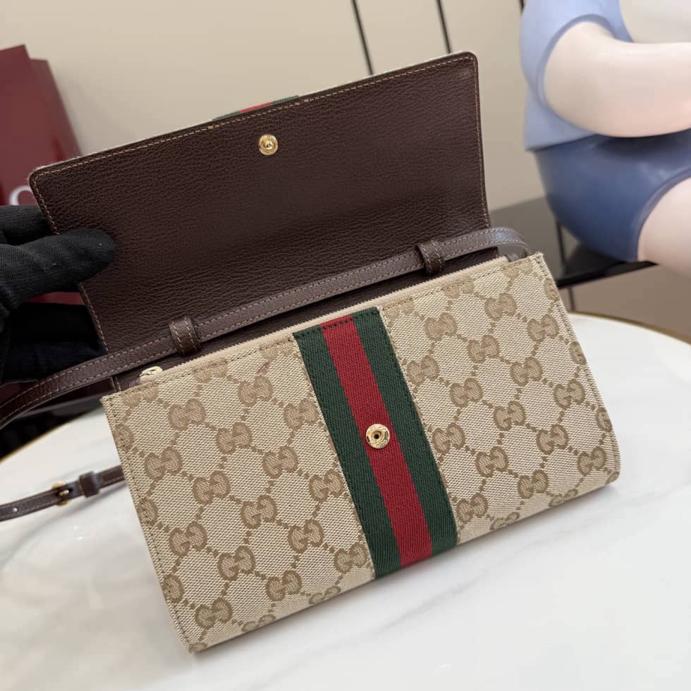 Gucci Horsebit Web Beige Wallet with Strap 867120_6_157321 Gucci Horsebit Web Beige Wallet with Strap 867120