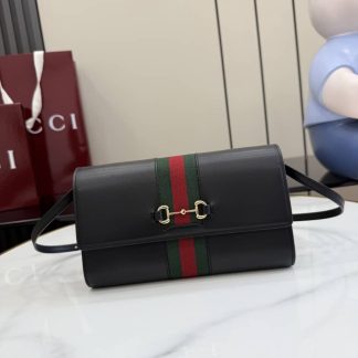 Gucci Horsebit Web Black Wallet With Strap 867120