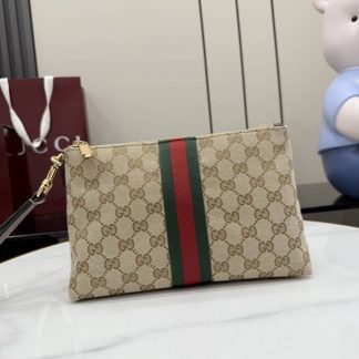 Gucci Mens Canvas Medium Beige Pouch 867337