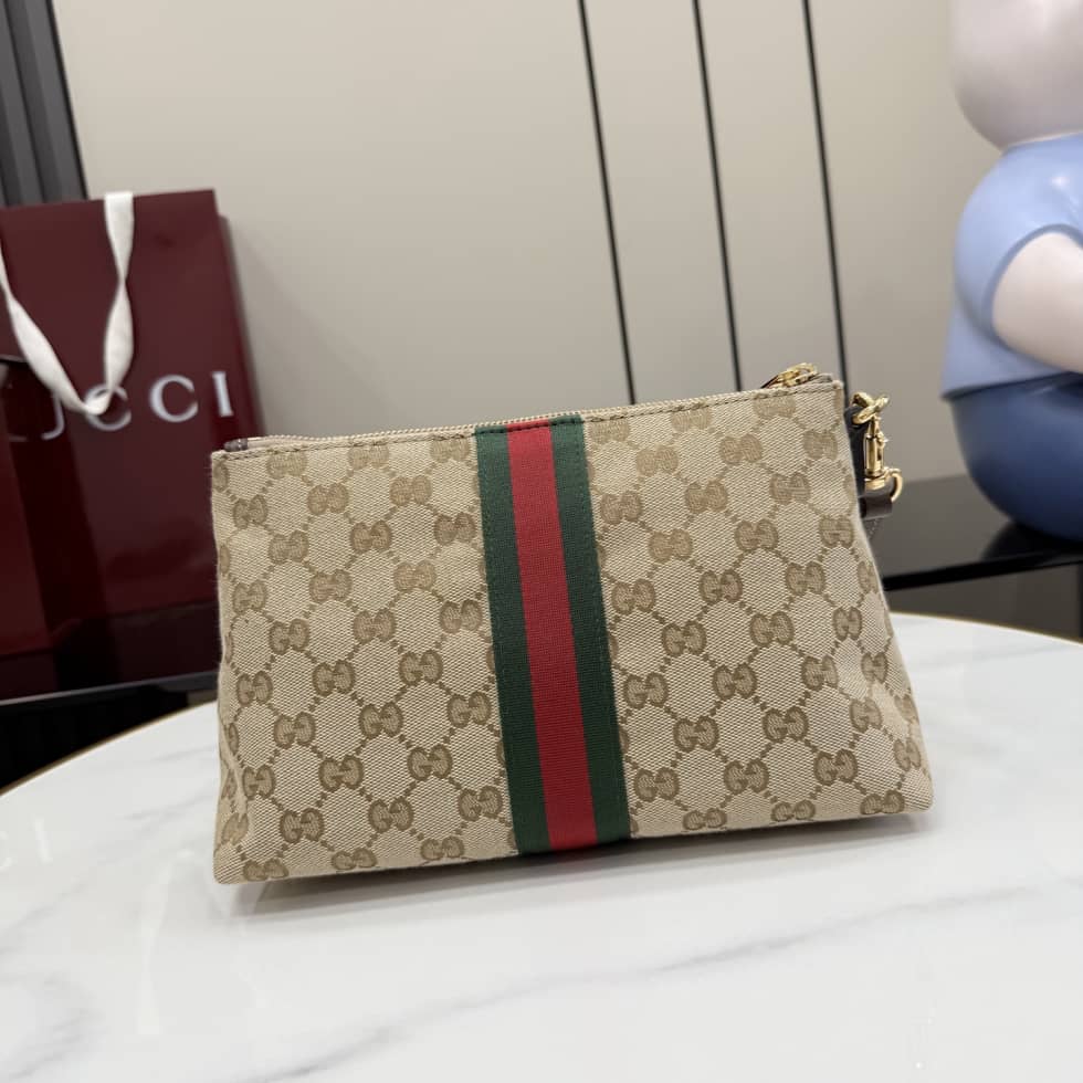 Gucci Mens Canvas Medium Beige Pouch 867337_1_157341 Gucci Mens Canvas Medium Beige Pouch 867337