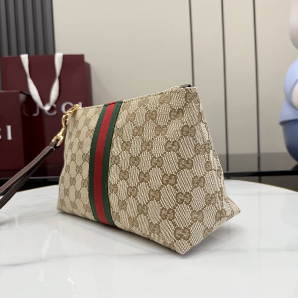Gucci Mens Canvas Medium Beige Pouch 867337_2_157341 Gucci Mens Canvas Medium Beige Pouch 867337