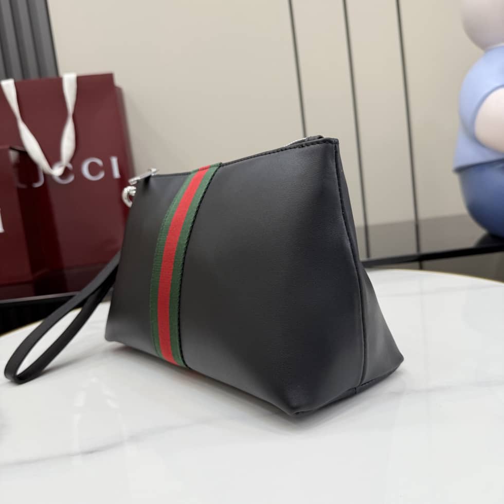 Gucci Leather Web Medium Black Pouch 867275_2_157351 Gucci Leather Web Medium Black Pouch 867275