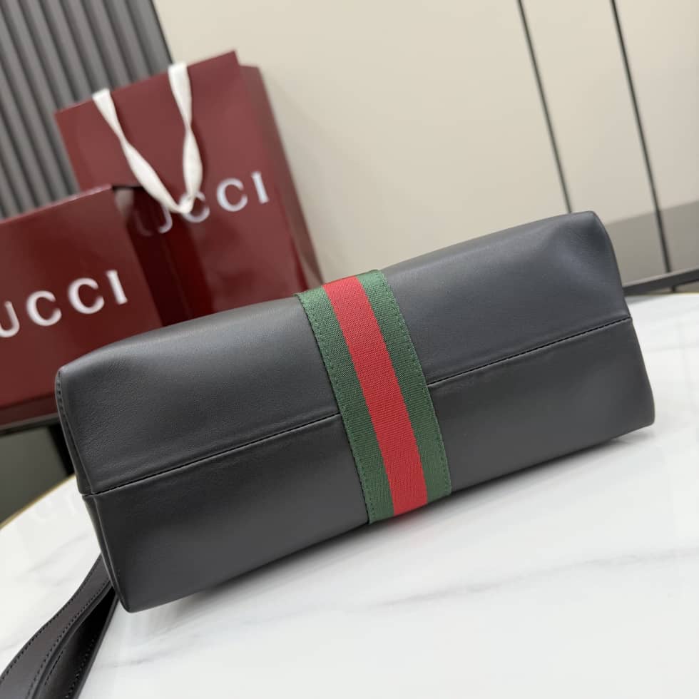 Gucci Leather Web Medium Black Pouch 867275_3_157351 Gucci Leather Web Medium Black Pouch 867275