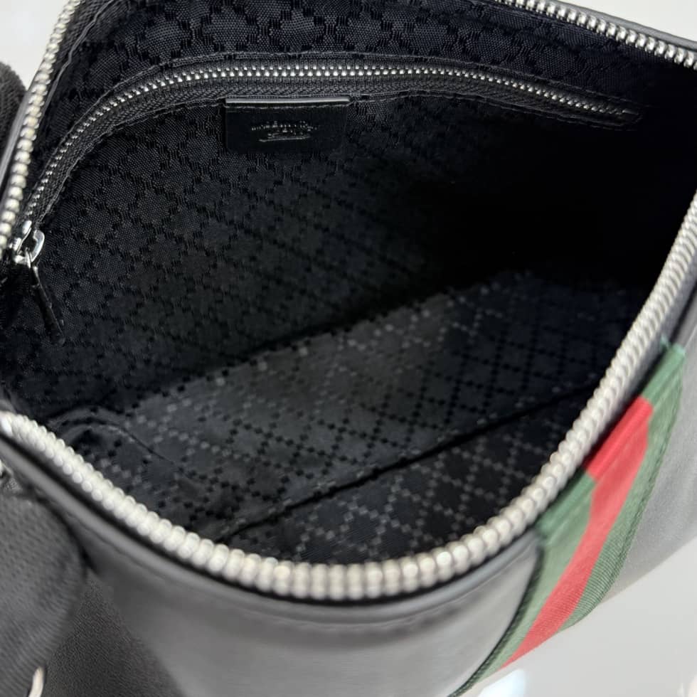 Gucci Leather Web Medium Black Pouch 867275_7_157351 Gucci Leather Web Medium Black Pouch 867275
