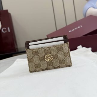 Gucci GG Marmont Canvas Card Case Beige 443127