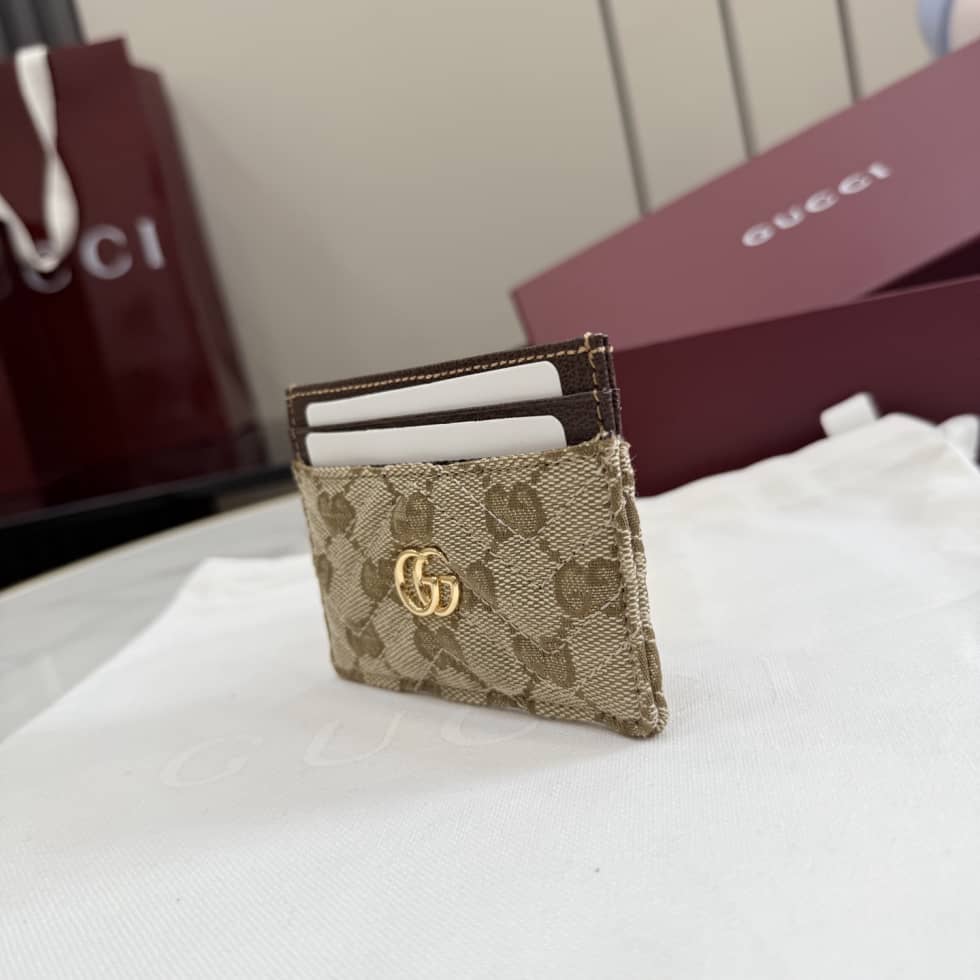 Gucci GG Marmont Canvas Card Case Beige 443127_2_157361 Gucci GG Marmont Canvas Card Case Beige 443127