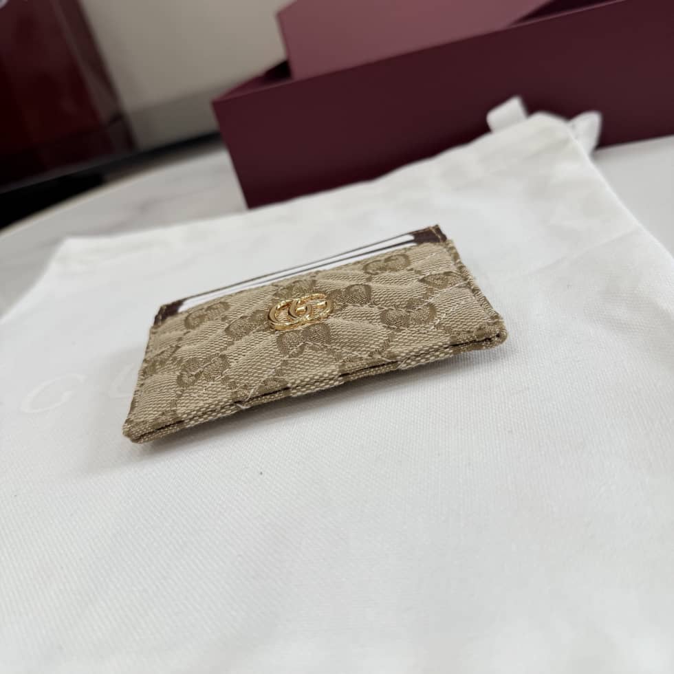 Gucci GG Marmont Canvas Card Case Beige 443127_3_157361 Gucci GG Marmont Canvas Card Case Beige 443127