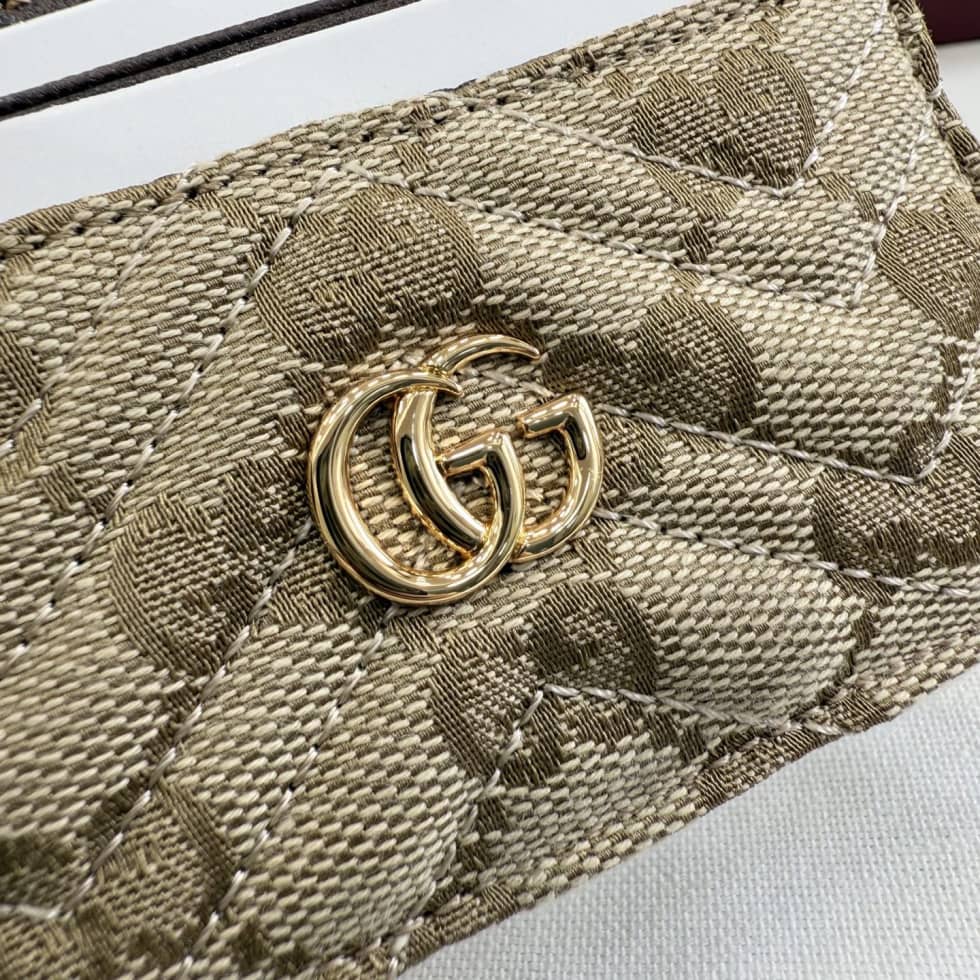 Gucci GG Marmont Canvas Card Case Beige 443127_5_157361 Gucci GG Marmont Canvas Card Case Beige 443127