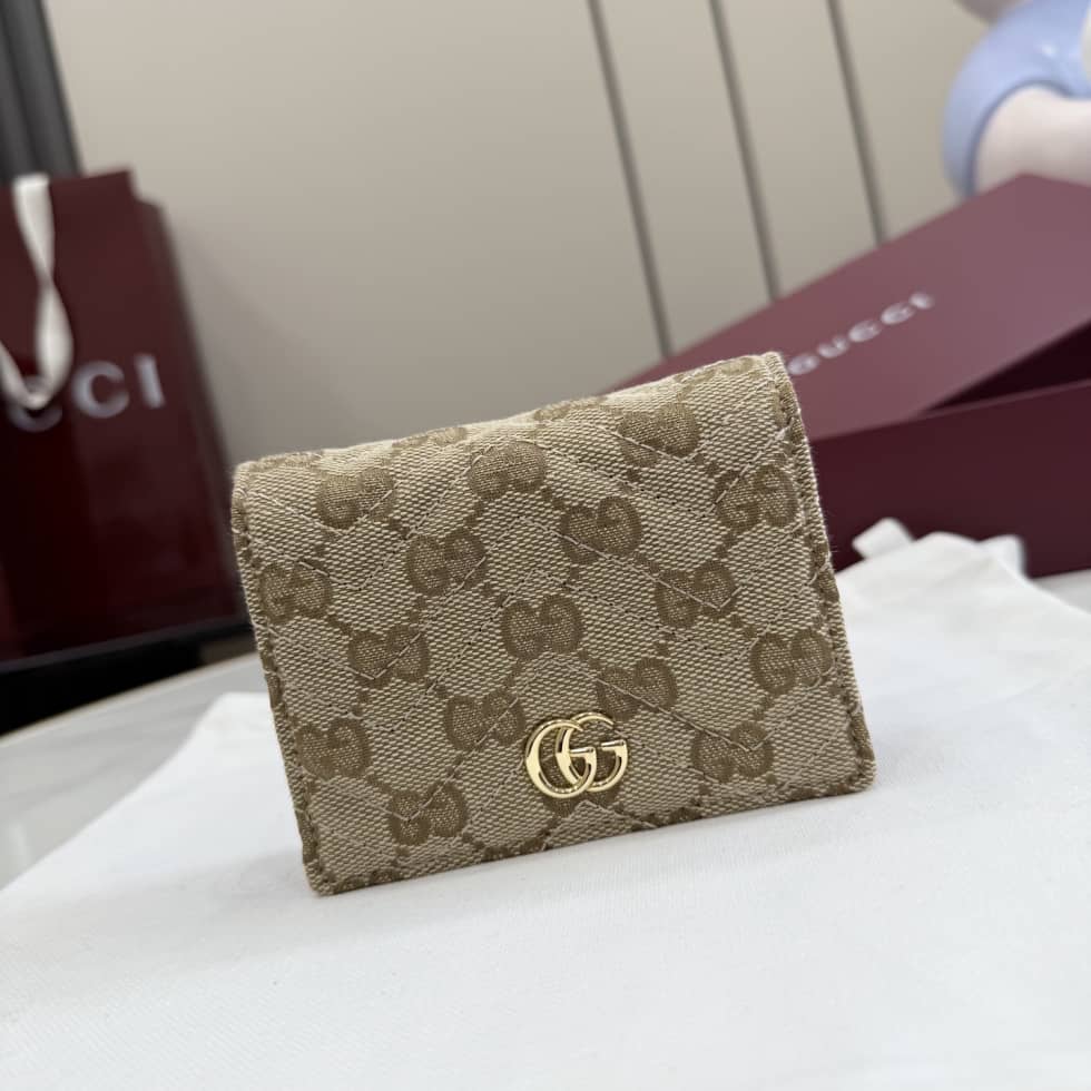 Gucci GG Marmont Canvas Beige Small Wallet 466492_10_157381 Gucci GG Marmont Canvas Beige Small Wallet 466492