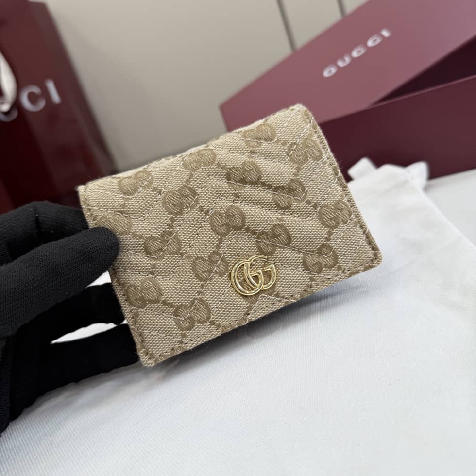 Gucci GG Marmont Canvas Beige Small Wallet 466492_4_157381 Gucci GG Marmont Canvas Beige Small Wallet 466492