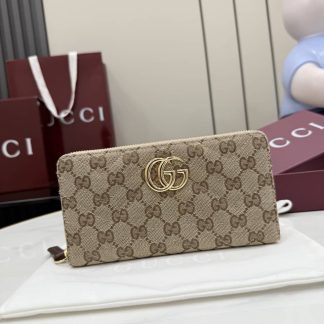 Gucci GG Marmont Beige Zip Around Wallet 443123