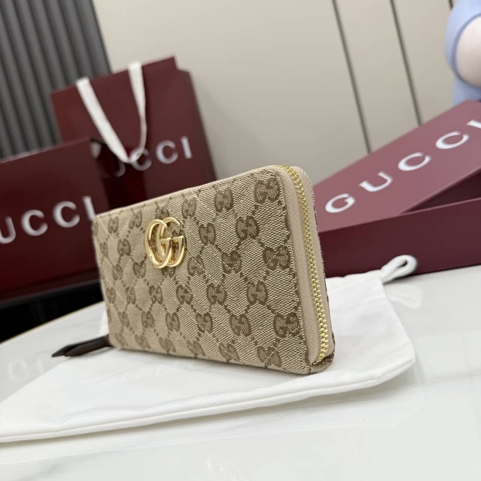 Gucci GG Marmont Beige Zip Around Wallet 443123_2_157401 Gucci GG Marmont Beige Zip Around Wallet 443123