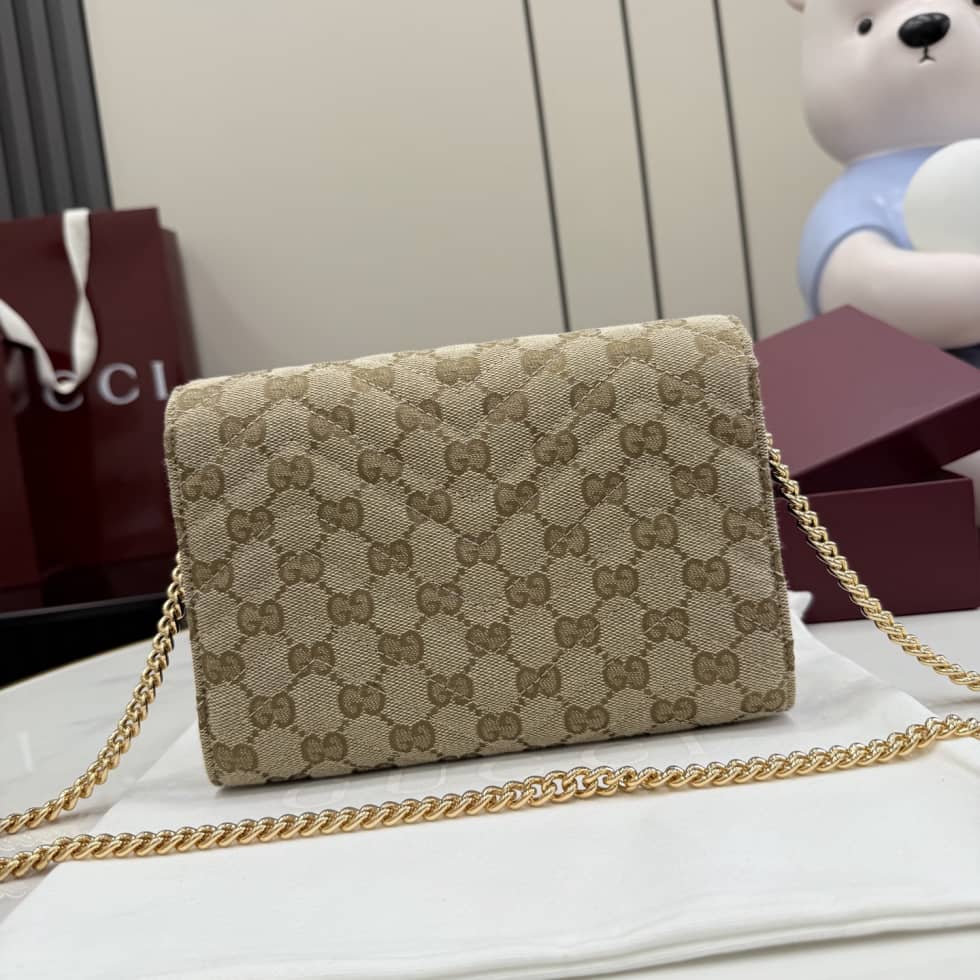 Gucci GG Marmont Canvas Mini Chain Bag Beige_1_157411 Gucci GG Marmont Canvas Mini Chain Bag Beige