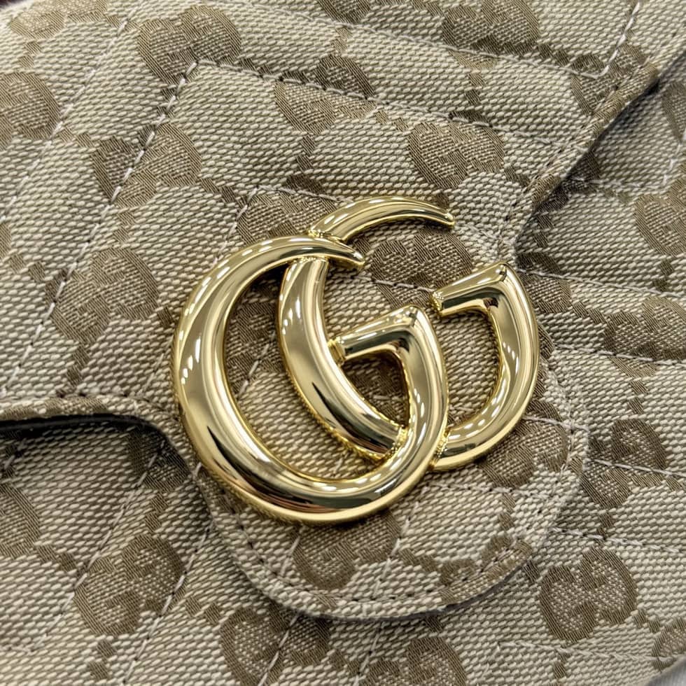 Gucci GG Marmont Canvas Mini Chain Bag Beige_5_157411 Gucci GG Marmont Canvas Mini Chain Bag Beige