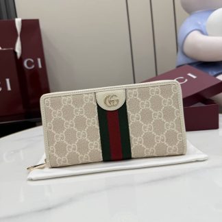 Gucci Ophidia Beige Zip Around Wallet 838484