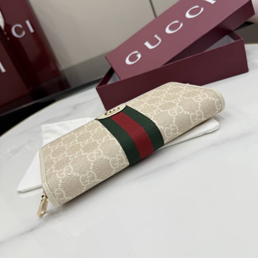 Gucci Ophidia Beige Zip Around Wallet 838484_3_157470 Gucci Ophidia Beige Zip Around Wallet 838484