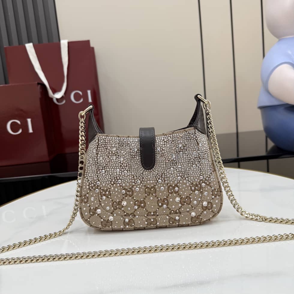 Gucci Jackie Notte Canvas Mini Brown Shoulder Bag_1_157550 Gucci Jackie Notte Canvas Mini Brown Shoulder Bag