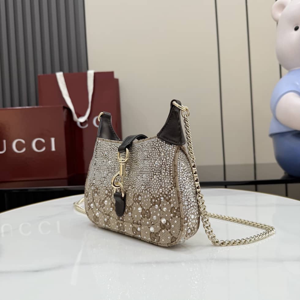 Gucci Jackie Notte Canvas Mini Brown Shoulder Bag_2_157550 Gucci Jackie Notte Canvas Mini Brown Shoulder Bag