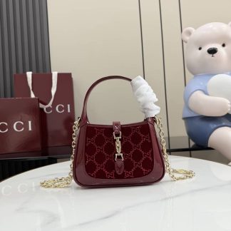 Gucci Jackie Notte Crystal Mini Burgundy Shoulder Bag