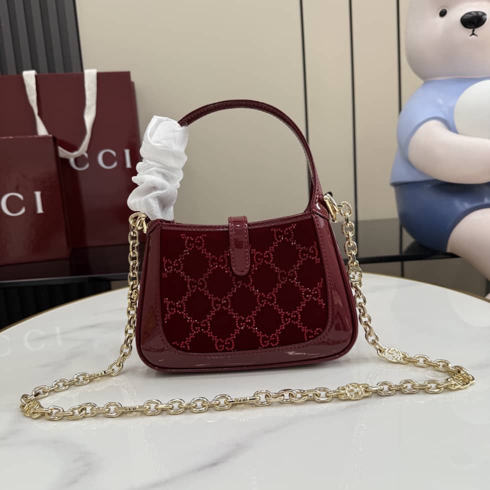 Gucci Jackie Notte Crystal Mini Burgundy Shoulder Bag_1_157560 Gucci Jackie Notte Crystal Mini Burgundy Shoulder Bag