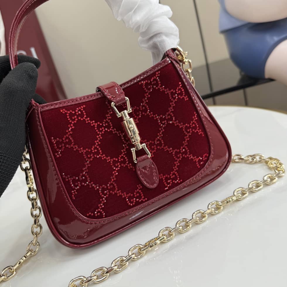 Gucci Jackie Notte Crystal Mini Burgundy Shoulder Bag_4_157560 Gucci Jackie Notte Crystal Mini Burgundy Shoulder Bag
