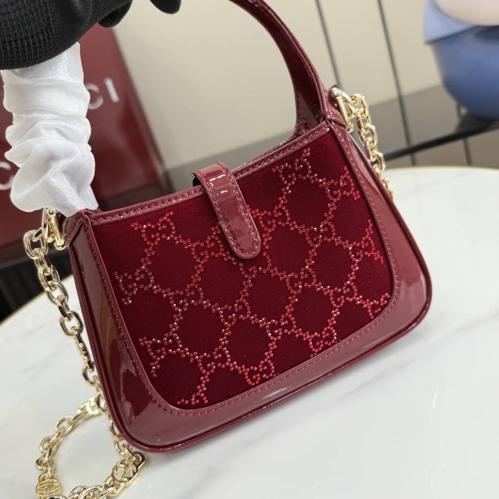 Gucci Jackie Notte Crystal Mini Burgundy Shoulder Bag_5_157560 Gucci Jackie Notte Crystal Mini Burgundy Shoulder Bag