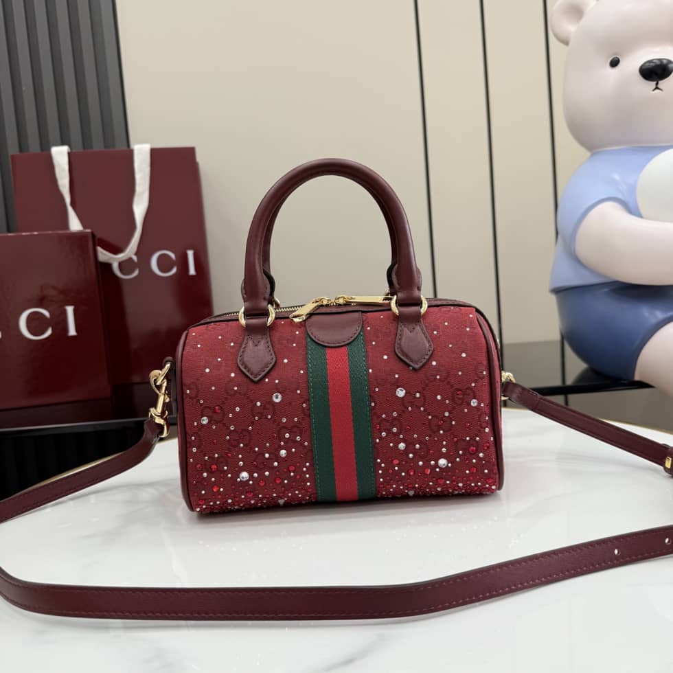 Gucci Ophidia Crystal Small Red Boston Bag 841294_1_157580 Gucci Ophidia Crystal Small Red Boston Bag 841294