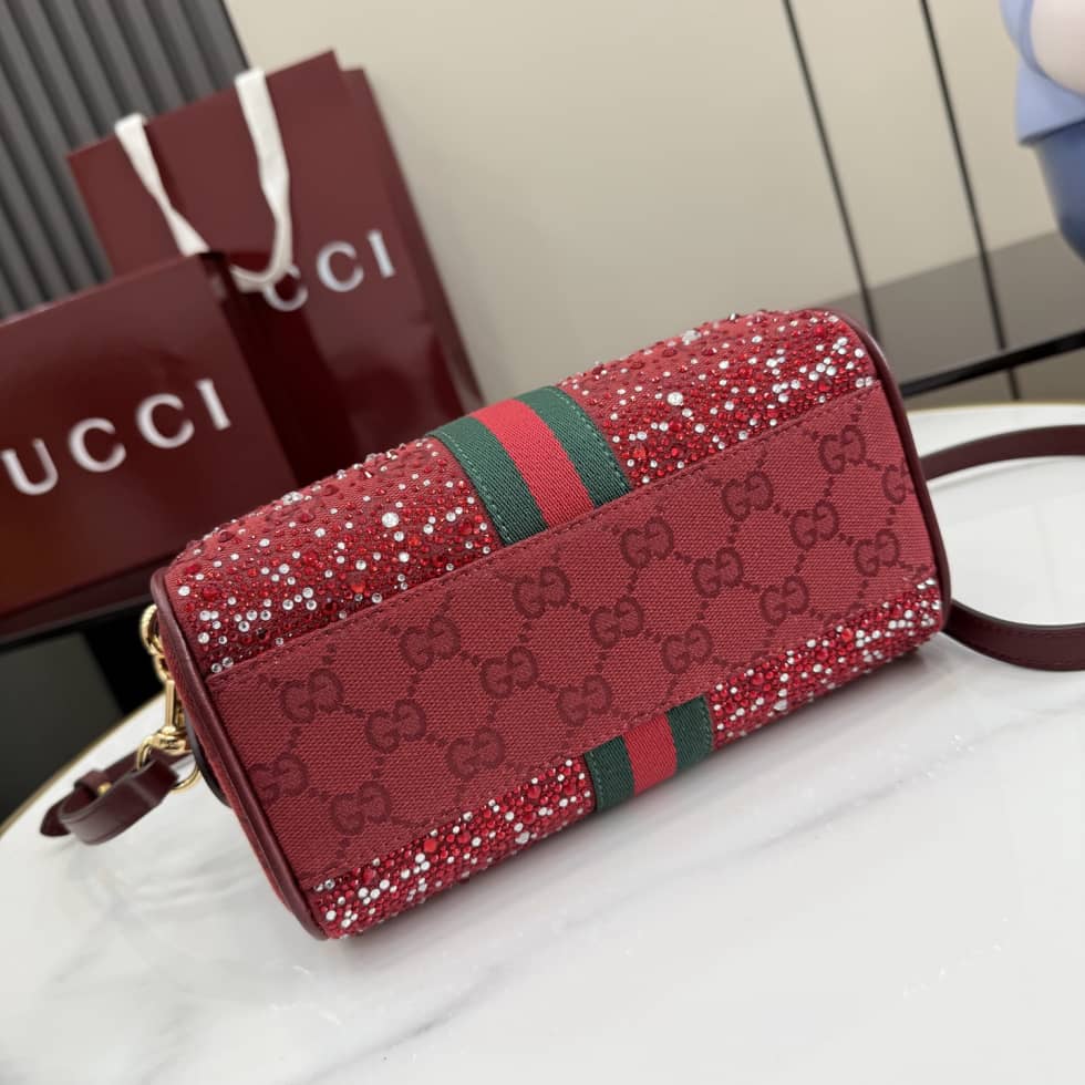 Gucci Ophidia Crystal Small Red Boston Bag 841294_3_157580 Gucci Ophidia Crystal Small Red Boston Bag 841294
