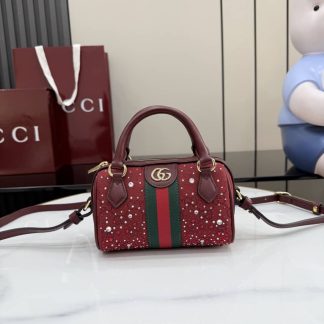 Gucci Ophidia Crystal Super Mini Red Top Handle Bag