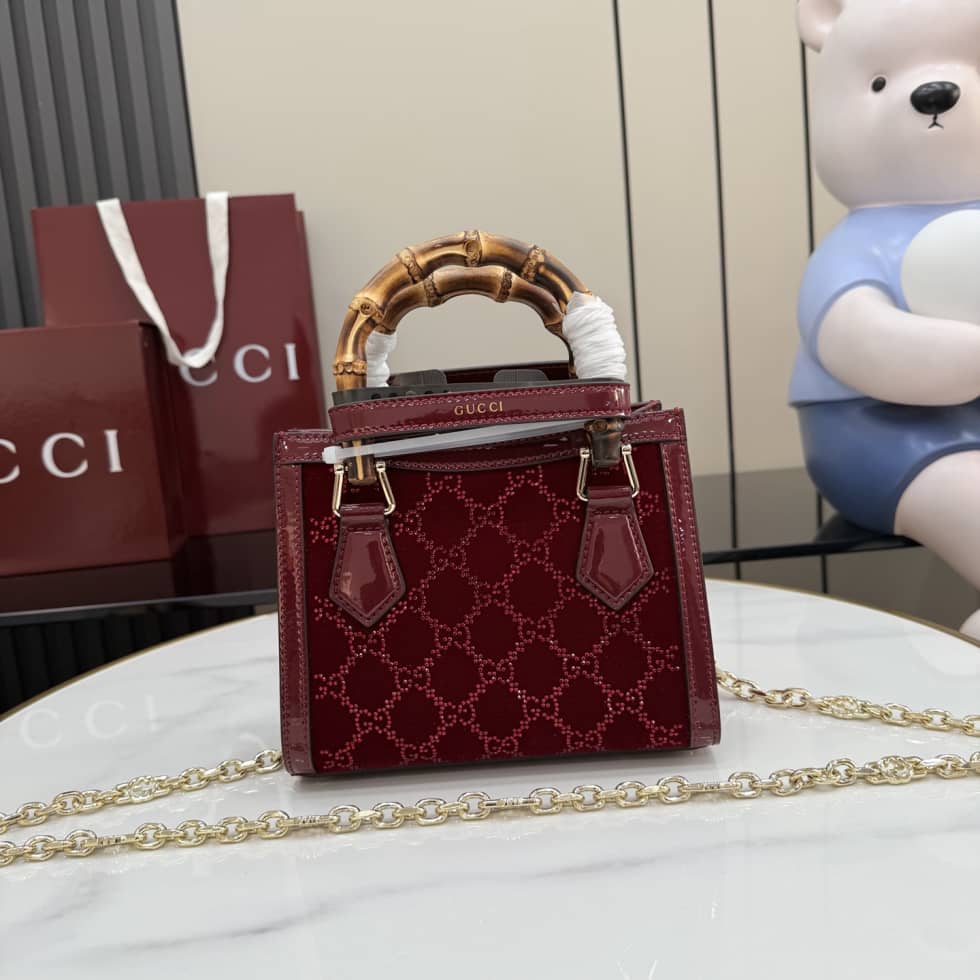 Gucci Diana Velvet Mini Red Tote Bag 675800_1_157600 Gucci Diana Velvet Mini Red Tote Bag 675800