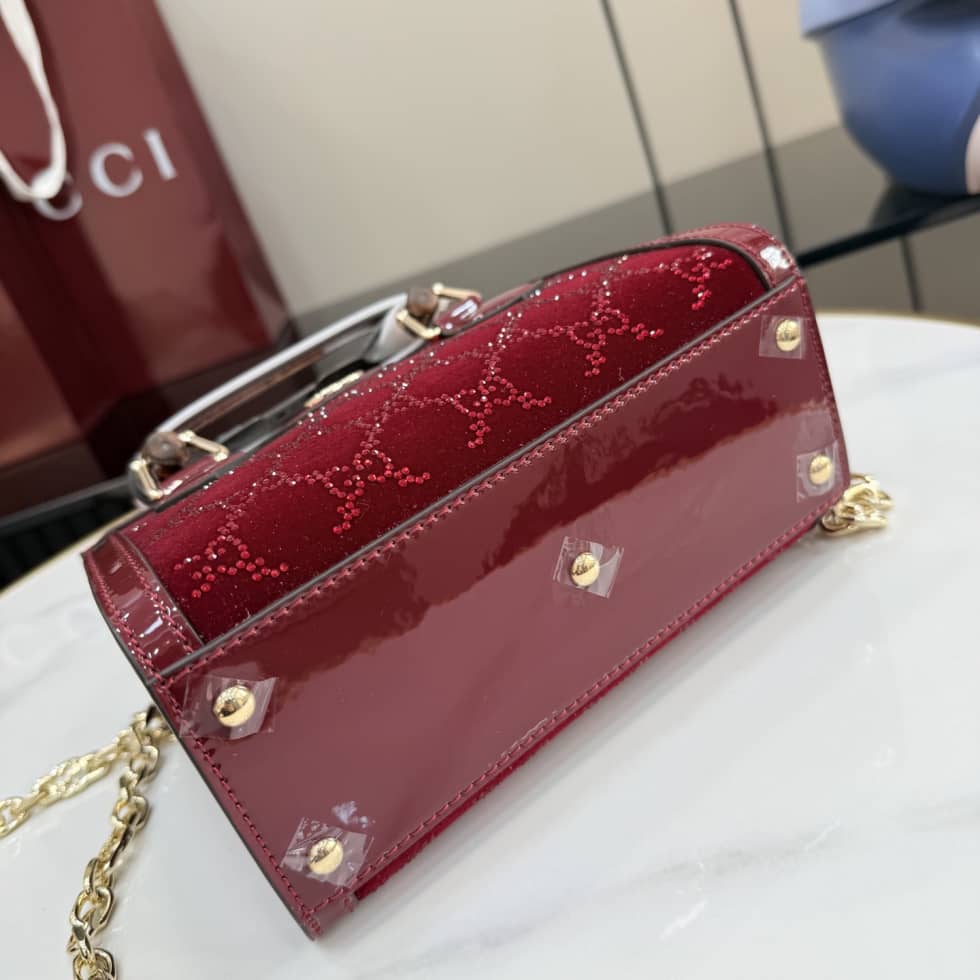 Gucci Diana Velvet Mini Red Tote Bag 675800_3_157600 Gucci Diana Velvet Mini Red Tote Bag 675800