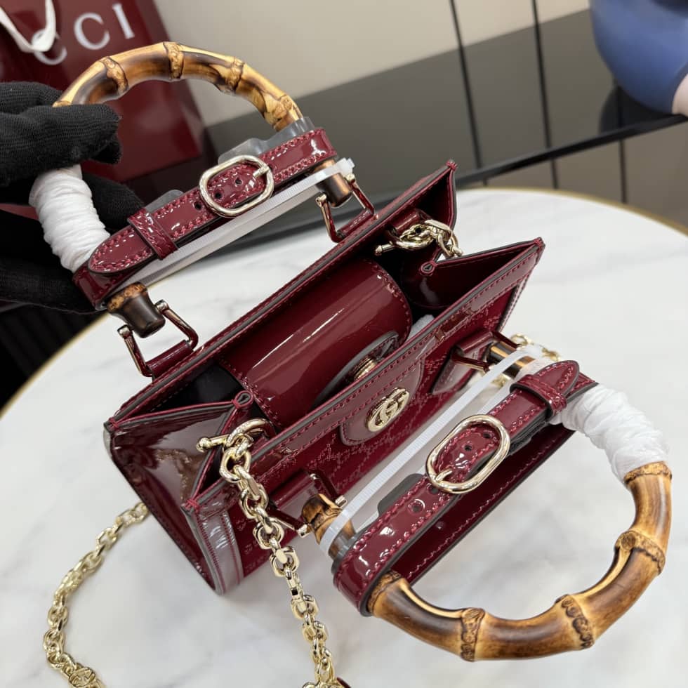 Gucci Diana Velvet Mini Red Tote Bag 675800_6_157600 Gucci Diana Velvet Mini Red Tote Bag 675800