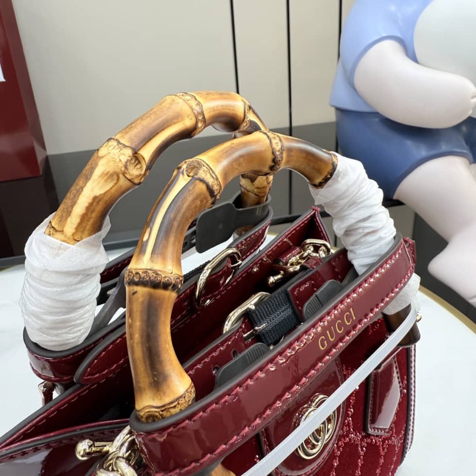 Gucci Diana Velvet Mini Red Tote Bag 675800_8_157600 Gucci Diana Velvet Mini Red Tote Bag 675800