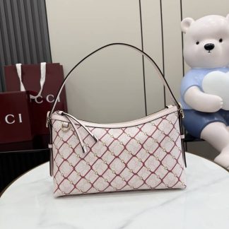 Gucci GG Emblem Canvas Medium Pink Shoulder Bag