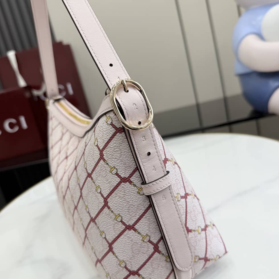 Gucci GG Emblem Canvas Medium Pink Shoulder Bag_4_157620 Gucci GG Emblem Canvas Medium Pink Shoulder Bag