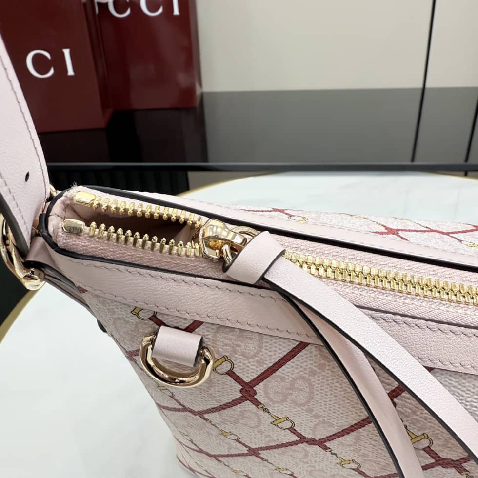 Gucci GG Emblem Canvas Medium Pink Shoulder Bag_6_157620 Gucci GG Emblem Canvas Medium Pink Shoulder Bag