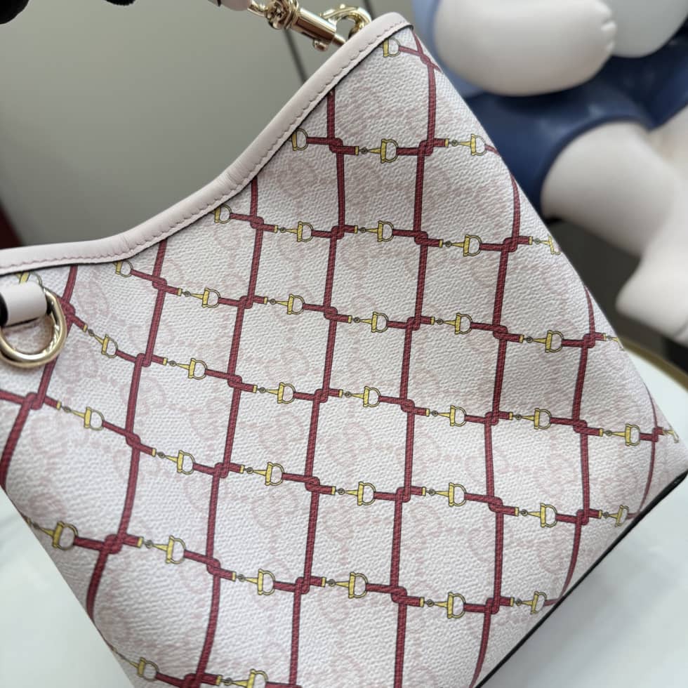 Gucci GG Emblem Canvas Small Pink Bucket Bag_4_157630 Gucci GG Emblem Canvas Small Pink Bucket Bag