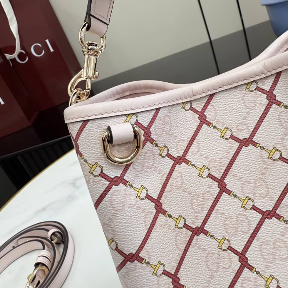 Gucci GG Emblem Canvas Small Pink Bucket Bag_5_157630 Gucci GG Emblem Canvas Small Pink Bucket Bag
