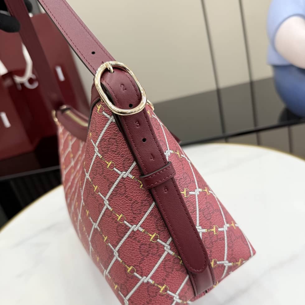 Gucci GG Emblem Canvas Medium Red Shoulder Bag_5_157660 Gucci GG Emblem Canvas Medium Red Shoulder Bag