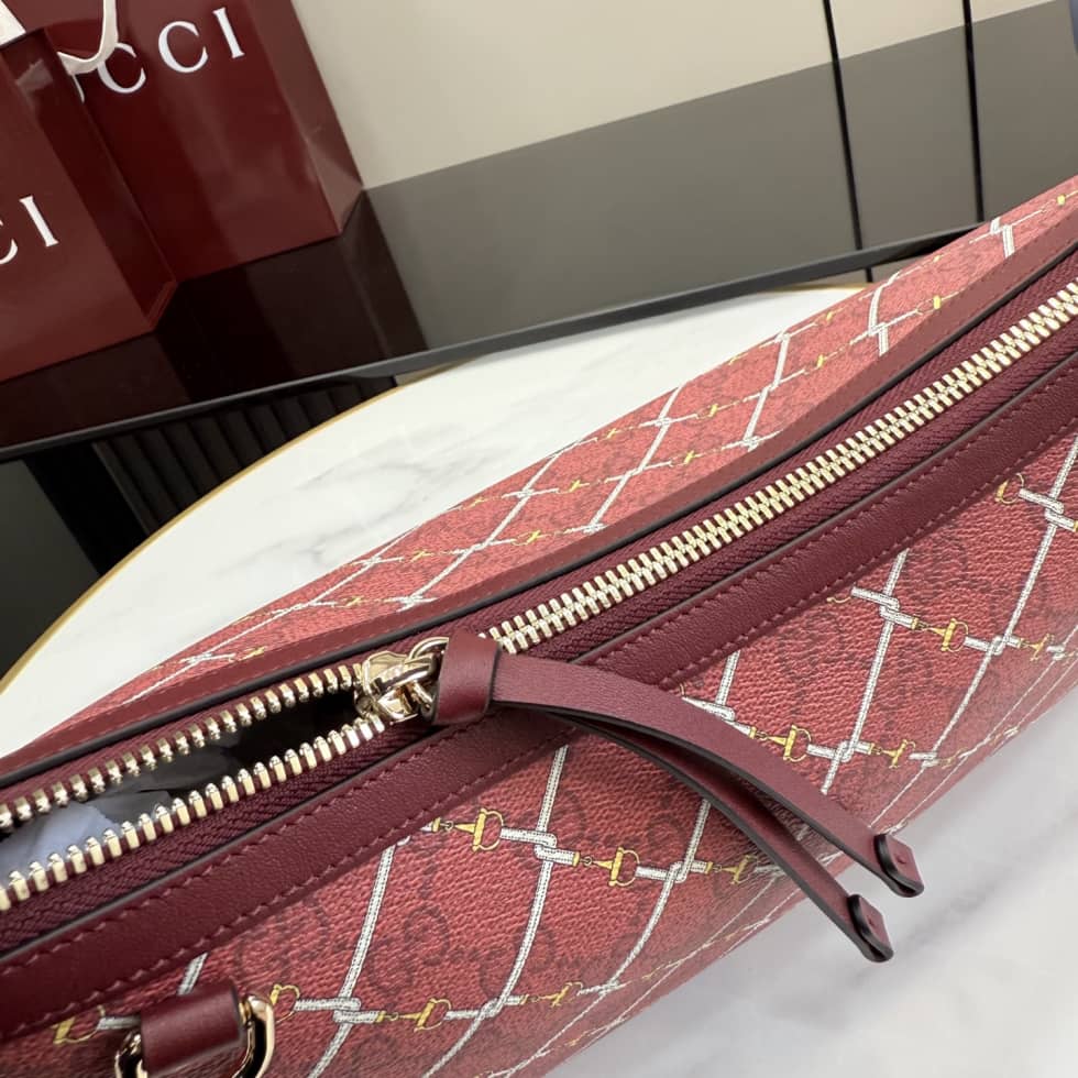 Gucci GG Emblem Canvas Medium Red Shoulder Bag_6_157660 Gucci GG Emblem Canvas Medium Red Shoulder Bag