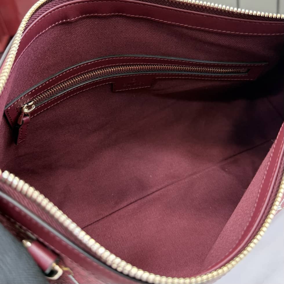 Gucci GG Emblem Canvas Medium Red Shoulder Bag_7_157660 Gucci GG Emblem Canvas Medium Red Shoulder Bag