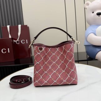 Gucci GG Emblem Canvas Small Red Bucket Bag 815118